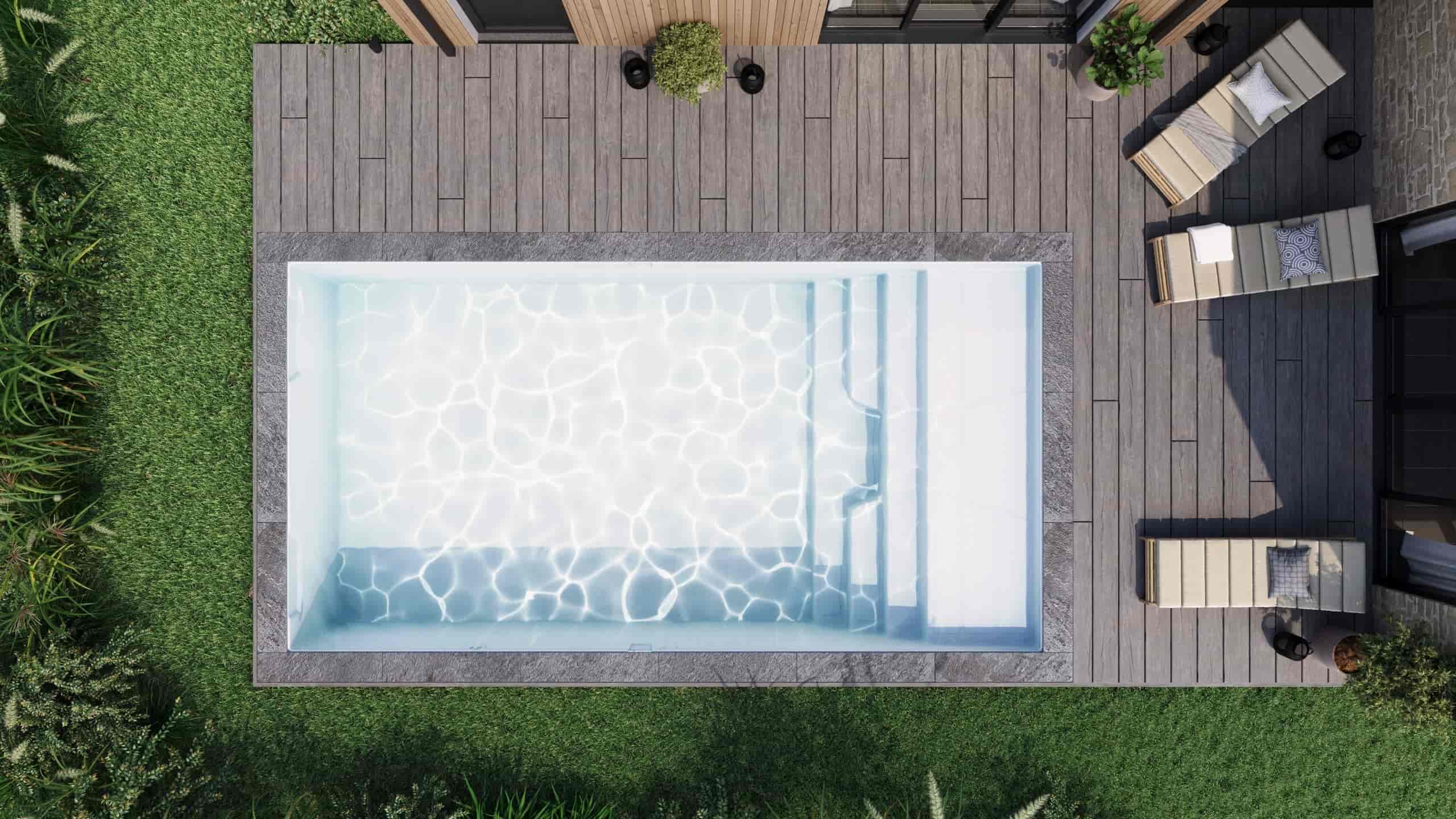 Travana flat bottom fibreglass swimming pool
